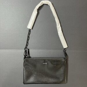 Aldo Small Shoulder Purse in Black Faux Leather Crocodile Texture Bag NWOT